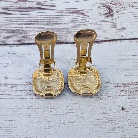 Vintage Clip On Earrings Brown & Green Tones Stylish - Picture 6 of 6